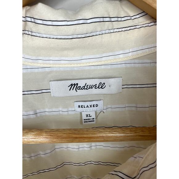 Madewell Relaxed Fit Yellow Cream Stripe Button Up Front Chest Pocket Size XL - Picture 5 of 6